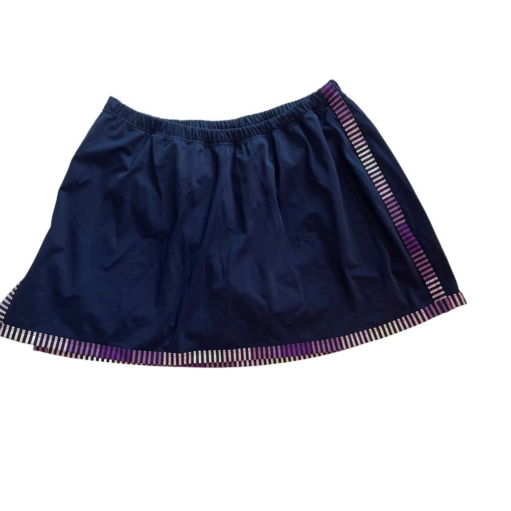 Swim 365 Swim Skort Skirt Womens Size 20W Navy Striped Trim Nautical Swimwear